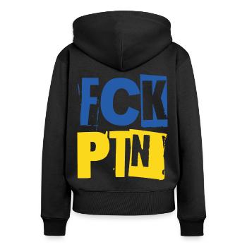 FCK PTN Ukraine blue yellow - Women's Premium Organic Zip Hoodie - black - Back - Julia (174cm)