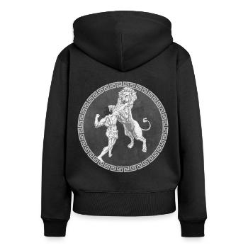 Hercules Greek Hero, Battle with Lion - Women's Premium Organic Zip Hoodie - black - Back - Julia (174cm)