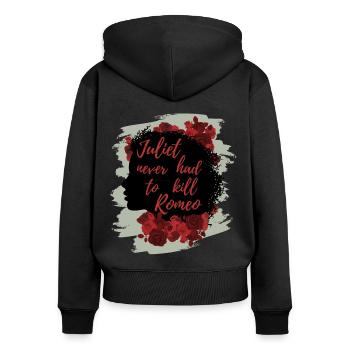 Citation de Rose Hathaway : « Juliette ne chapeau jamais tuer Rome - Sweat à capuche zippé Premium bio Femme - noir - Dos - Julia (174cm)