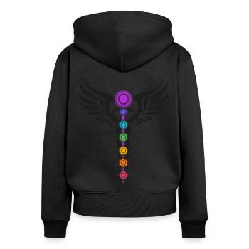 Kundalini Chakra Caduceus Buddhismus Yoga Symbol - Frauen Premium Bio Zip Hoodie - Schwarz - Hinten - Julia (174cm)