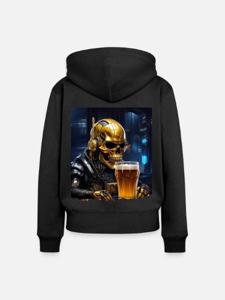 Bier Skull 0.2 - Frauen Premium Bio Zip Hoodie - Schwarz