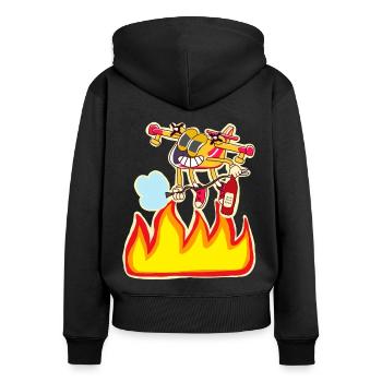Feuerwehr-Wasserbomber - Frauen Premium Bio Zip Hoodie - Schwarz - Hinten - Julia (174cm)