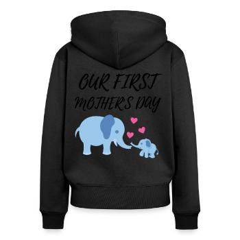 unser erster Muttertag - Frauen Premium Bio Zip Hoodie - Schwarz - Hinten - Julia (174cm)