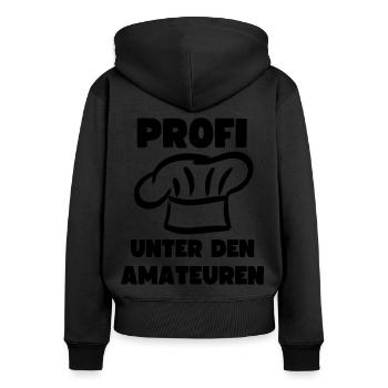 Profi Hobby Koch Amateur Kochen Küche Kochmütze - Frauen Premium Bio Zip Hoodie - Schwarz - Hinten - Julia (174cm)