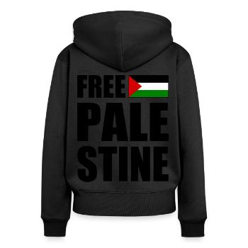 Free palestine - Sweat à capuche zippé Premium bio Femme - noir - Dos - Julia (174cm)