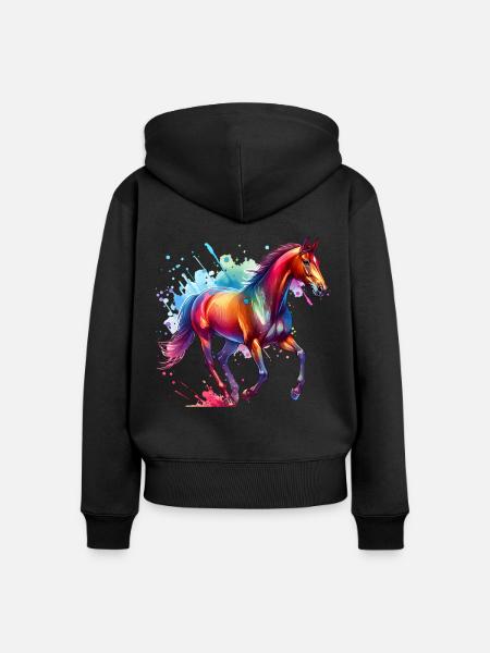 Andalusier Geschenk Pferd - Frauen Premium Bio Zip Hoodie - Schwarz