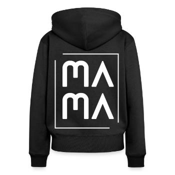 MAMA weiß - Frauen Premium Bio Zip Hoodie - Schwarz - Hinten - Julia (174cm)