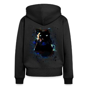black panther,panther,katze,emo,punk,graffiti - Frauen Premium Bio Zip Hoodie - Schwarz - Hinten - Julia (174cm)