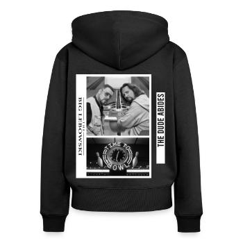 The Big Lebowski - Der Dude Und Walter Sobchak - Frauen Premium Bio Zip Hoodie - Schwarz - Hinten - Julia (174cm)