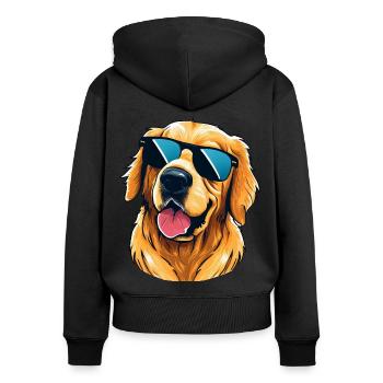 Golden Retriever portant des lunettes de soleil - Sweat à capuche zippé Premium bio Femme - noir - Dos - Julia (174cm)