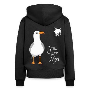 Seagulls, seagulls, sea, beach, fuck it - Women's Premium Organic Zip Hoodie - black - Back - Julia (174cm)