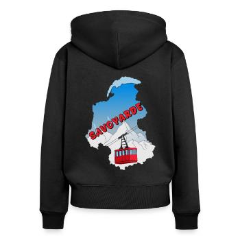 Savoyarde version 2 - Sweat à capuche zippé Premium bio Femme - noir - Dos - Julia (174cm)