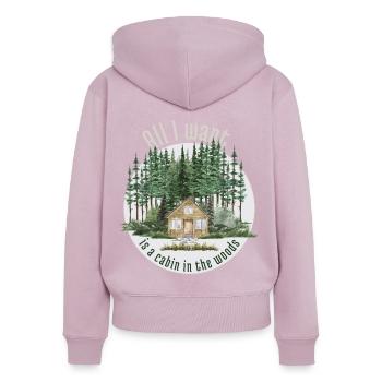 Tout ce que je veux, c’est une cabane dans les bois - Sweat à capuche zippé Premium bio Femme - rose poudré - Dos - Julia (174cm)