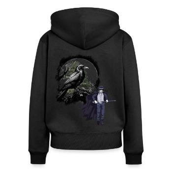Horror Halloween Rabe Schwertkämpfer Krähe Dark - Frauen Premium Bio Zip Hoodie - Schwarz - Hinten - Julia (174cm)
