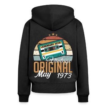 Mai 1973 Geburtstagsgeschenk 1973 Mai - 1973 Mai - Frauen Premium Bio Zip Hoodie - Schwarz - Hinten - Julia (174cm)