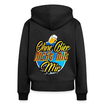 Ohne Bier nicht mit Mir - Frauen Premium Bio Zip Hoodie - Schwarz - Hinten - Julia (174cm)