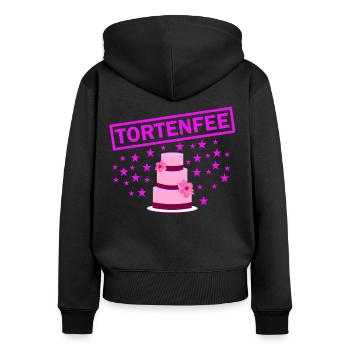 Tortenfee pink - Frauen Premium Bio Zip Hoodie - Schwarz - Hinten - Julia (174cm)