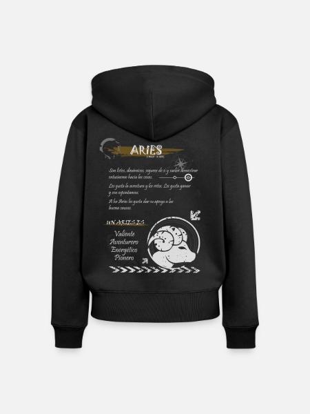 SIGN ARIES - Frauen Premium Bio Zip Hoodie - Schwarz