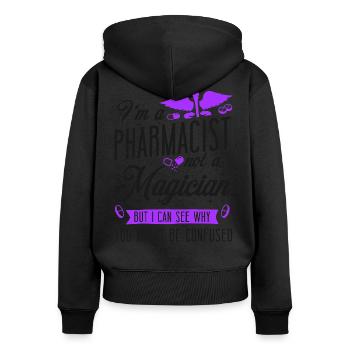 Technicien en pharmacie - Sweat à capuche zippé Premium bio Femme - noir - Dos - Julia (174cm)