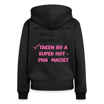 Technicien en pharmacie - Sweat à capuche zippé Premium bio Femme - noir - Dos - Julia (174cm)