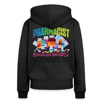 Technicien en pharmacie - Sweat à capuche zippé Premium bio Femme - noir - Dos - Julia (174cm)