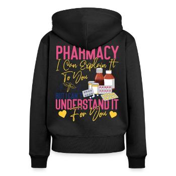 Pharmacy Tech Technician - Frauen Premium Bio Zip Hoodie - Schwarz - Hinten - Julia (174cm)