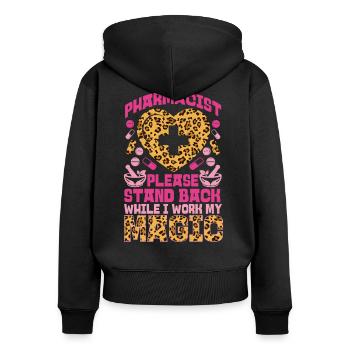 Technicien en pharmacie - Sweat à capuche zippé Premium bio Femme - noir - Dos - Julia (174cm)