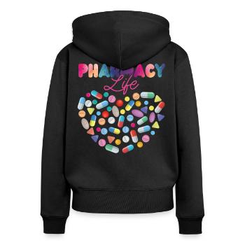 Pharmacy Tech Technician - Frauen Premium Bio Zip Hoodie - Schwarz - Hinten - Julia (174cm)
