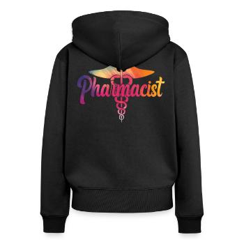 Pharmacy Tech Technician - Women's Premium Organic Zip Hoodie - black - Back - Julia (174cm)