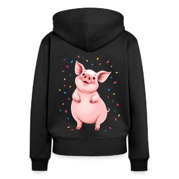 Konfetti Karneval Silvester Geburtstag Party Sau - Frauen Premium Bio Zip Hoodie - Schwarz - Hinten - Julia (174cm)