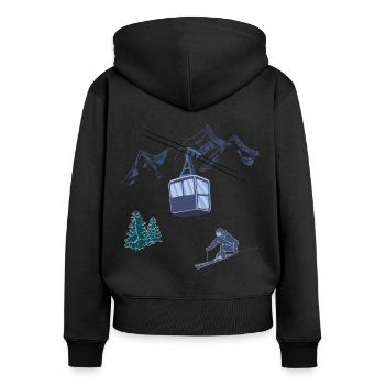 Ski Scene Ski Lift Resort Winter Sports - Women's Premium Organic Zip Hoodie - black - Back - Julia (174cm)