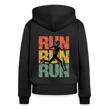 Run Run Run Vintage Runner Girl - Sweat à capuche zippé Premium bio Femme - noir - Dos - Julia (174cm)
