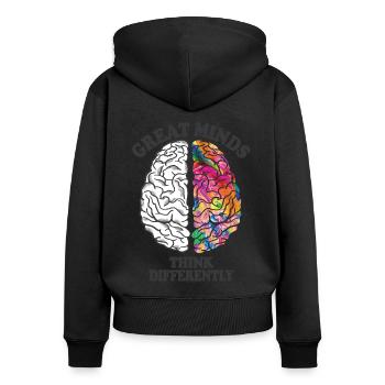 Les grands esprits pensent différemment cerveau créatif - Sweat à capuche zippé Premium bio Femme - noir - Dos - Julia (174cm)