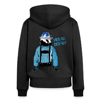 badger, lederhosen, skunk, traditional costume, folk festival, pfui - Women's Premium Organic Zip Hoodie - black - Back - Julia (174cm)