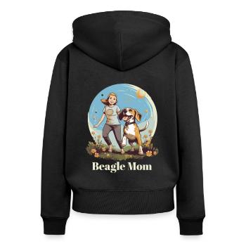 Beagle Mama - Dog Lovers Gift Idea - Women's Premium Organic Zip Hoodie - black - Back - Julia (174cm)