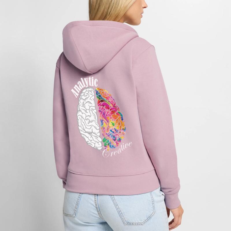 Analytic Creative Brain Left Brained Right Brained Women's Premium Organic Zip Hoodie