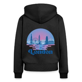 London Skyline Vereinigtes Königreich Reisen - Frauen Premium Bio Zip Hoodie - Schwarz - Hinten - Julia (174cm)