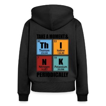 Prenez un moment et réfléchissez périodiquement - Sweat à capuche zippé Premium bio Femme - noir - Dos - Julia (174cm)
