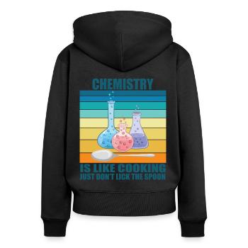 La chimie, c’est comme la cuisine - Sweat à capuche zippé Premium bio Femme - noir - Dos - Julia (174cm)