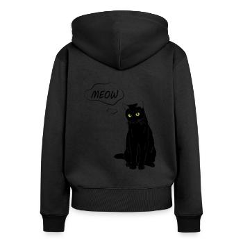 Cute Cat Meow - Cat Lover - Women's Premium Organic Zip Hoodie - black - Back - Julia (174cm)