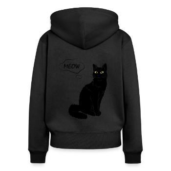Cute Cat Meow - Women's Premium Organic Zip Hoodie - black - Back - Julia (174cm)