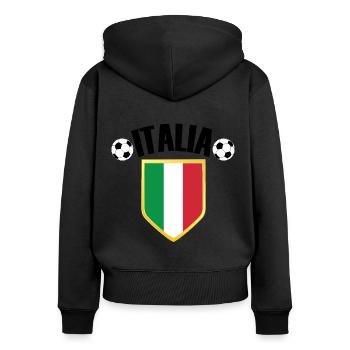 Italia Italy Crest Fan de football - Sweat à capuche zippé Premium bio Femme - noir - Dos - Julia (174cm)