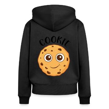 Cute Chocolate Chip Cookie - Women's Premium Organic Zip Hoodie - black - Back - Julia (174cm)