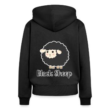 Mouton noir - Sweat à capuche zippé Premium bio Femme - noir - Dos - Julia (174cm)