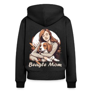 Beagle Mama - Hunde Liebhaberinnen Geschenkidee - Frauen Premium Bio Zip Hoodie - Schwarz - Hinten - Julia (174cm)