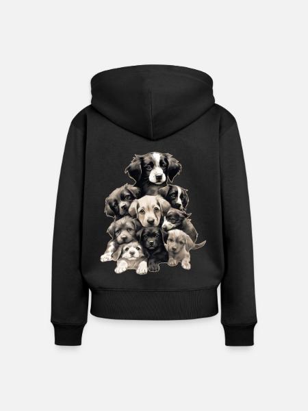 Niedliche Hunde - Frauen Premium Bio Zip Hoodie - Schwarz
