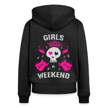 Week-end entre filles - Sweat à capuche zippé Premium bio Femme - noir - Dos - Julia (174cm)