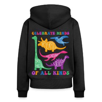 Celebrate Minds Of All Kinds - Autism Awareness - Women's Premium Organic Zip Hoodie - black - Back - Julia (174cm)