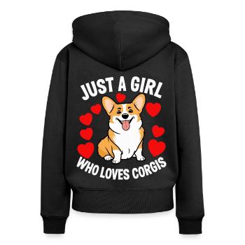 Nur ein Mädchen das Corgis liebt - Frauen Premium Bio Zip Hoodie - Schwarz - Hinten - Julia (174cm)