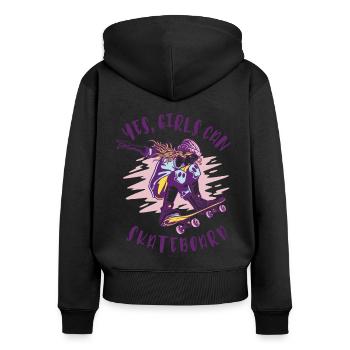 , les filles peuvent patiner - Skating Girls - Sweat à capuche zippé Premium bio Femme - noir - Dos - Julia (174cm)